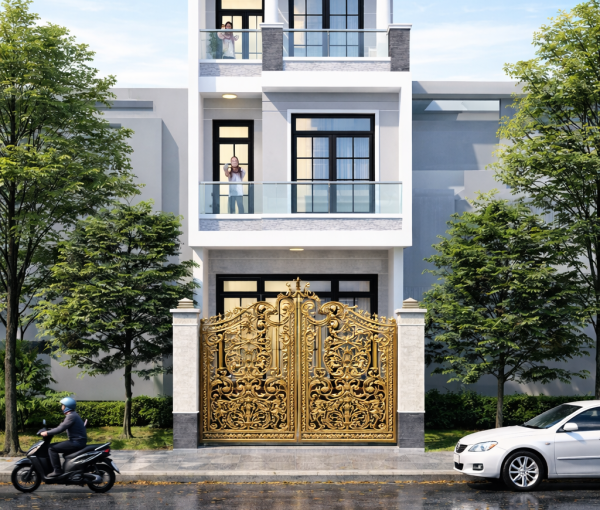 Nhà Phố 3 Tầng Mái Thái Hiện Đại Tân Cổ Điển